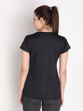 NEVA Women Round Neck Gym Sports T-Shirt- Black