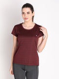 NEVA Women Round Neck Gym Sports T-Shirt- Wine