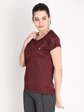 NEVA Women Round Neck Gym Sports T-Shirt- Wine