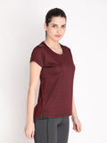 NEVA Women Round Neck Gym Sports T-Shirt- Wine