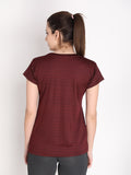 NEVA Women Round Neck Gym Sports T-Shirt- Wine