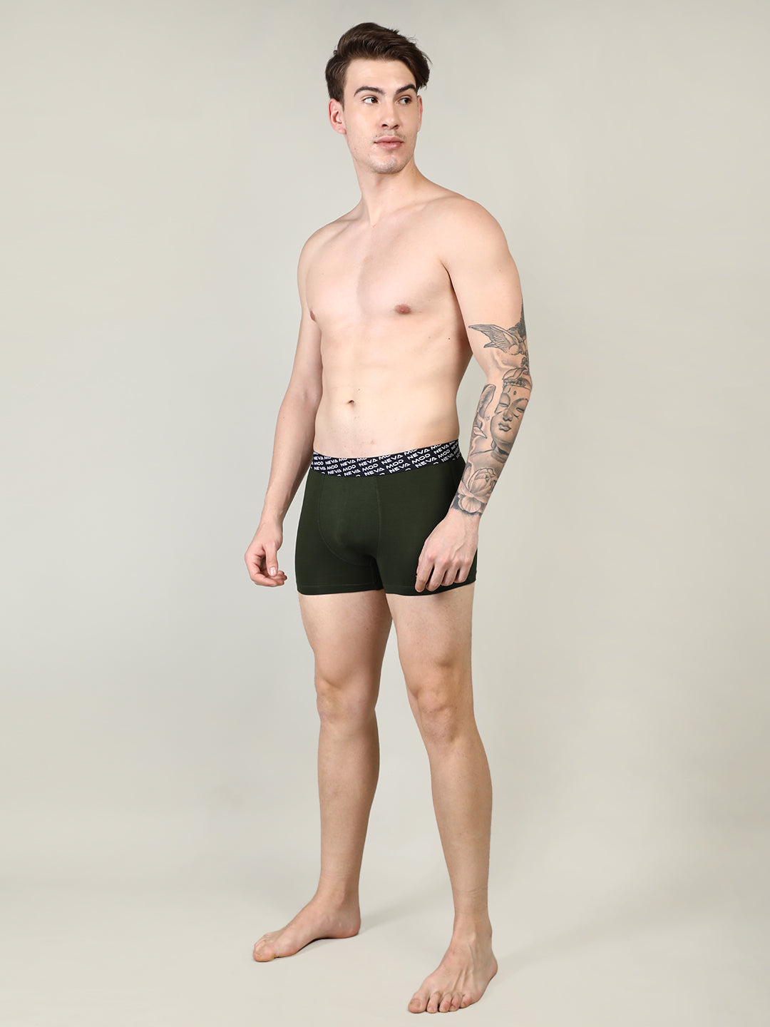 Neva Modal Solid Short Trunk Underwear for Men- Olive, Red, Steel Grey Collection (Pack of 3)