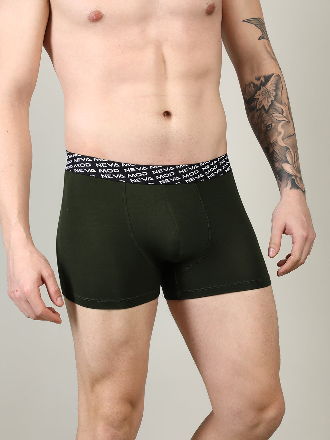 Neva Modal Solid Short Trunk Underwear for Men- Olive, Red, Steel Grey Collection (Pack of 3)