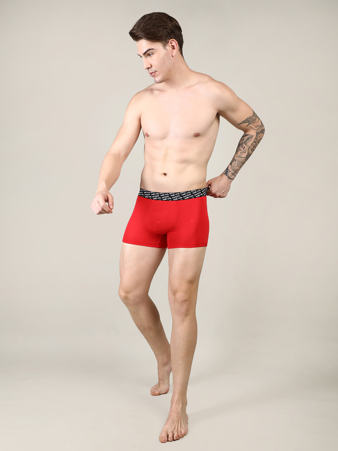 Neva Modal Solid Short Trunk Underwear for Men- Olive, Red, Steel Grey Collection (Pack of 3)