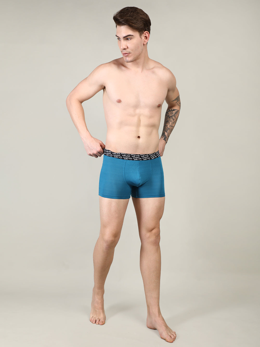 Neva Modal Solid Short Trunk Underwear for Men- Blue, Steel Grey, Red Collection (Pack of 3)