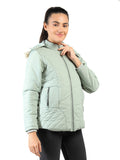 Livfree Ladies Full Sleeve Hoody Solid Regular Fit Jacket- Pista
