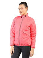 Livfree Ladies Full Sleeve T-Neck Solid Regular Fit Jacket-Spicy Pink