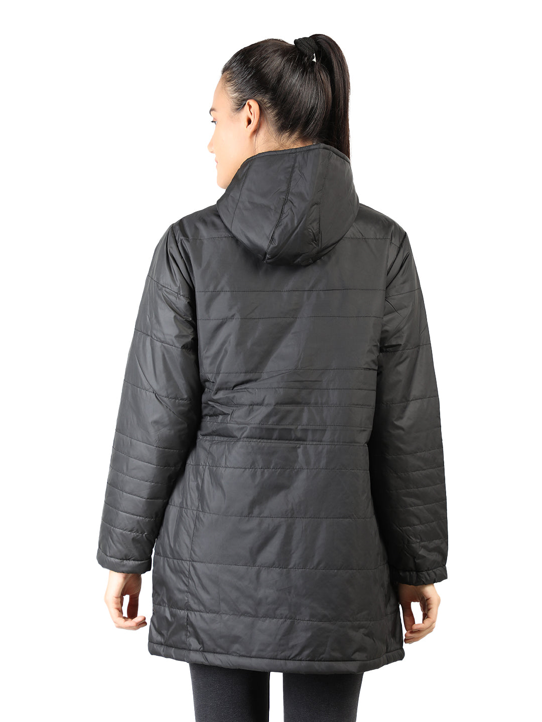 Livfree Ladies Full Sleeve Hoody Solid Regular Fit Jacket- Black