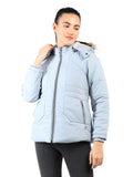 Livfree Ladies Full Sleeve Hoody Solid Regular Fit Jacket- Dusty Blue