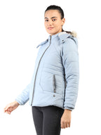 Livfree Ladies Full Sleeve Hoody Solid Regular Fit Jacket- Dusty Blue