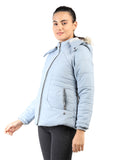 Livfree Ladies Full Sleeve Hoody Solid Regular Fit Jacket- Dusty Blue