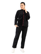 Livfree Ladies Full Sleeve T-Neck Solid Regular Fit Tracksuit- Black