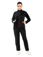 Livfree Ladies Full Sleeve T-Neck Solid Regular Fit Tracksuit- Black