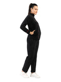 Livfree Ladies Full Sleeve T-Neck Solid Regular Fit Tracksuit- Black