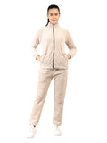 Livfree Ladies Full Sleeve T-Neck Solid Regular Fit Tracksuit- Ivory