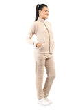 Livfree Ladies Full Sleeve T-Neck Solid Regular Fit Tracksuit- Ivory