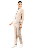 Livfree Ladies Full Sleeve T-Neck Solid Regular Fit Tracksuit- Ivory