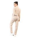 Livfree Ladies Full Sleeve T-Neck Solid Regular Fit Tracksuit- Ivory