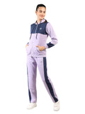 Livfree Ladies Full Sleeve Hoody Color block Regular Fit Tracksuit- Lilac