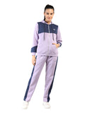 Livfree Ladies Full Sleeve Hoody Color block Regular Fit Tracksuit- Lilac