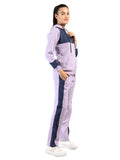 Livfree Ladies Full Sleeve Hoody Color block Regular Fit Tracksuit- Lilac