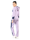 Livfree Ladies Full Sleeve Hoody Color block Regular Fit Tracksuit- Lilac
