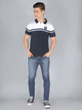 Neva Men's Regular Fit Polo T-shirt-Navy Milange