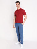 Neva Men's Solid Print Trackpant- Denim Milange