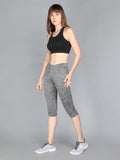 NEVA Women Regular Fit Lycra Capri-Grey Mix