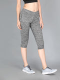 NEVA Women Regular Fit Lycra Capri-Grey Mix