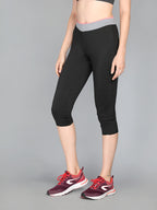 Livfree Women's Capri in Solid Pattern One side zipper pocket -Black