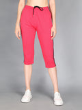 Livfree Women's Capri in Solid Pattern Side pockets - Hot Pink