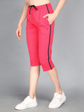 Livfree Women's Capri in Solid Pattern Side pockets - Hot Pink