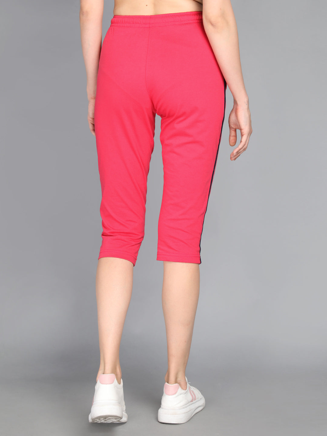 Livfree Women's Capri in Solid Pattern Side pockets - Hot Pink