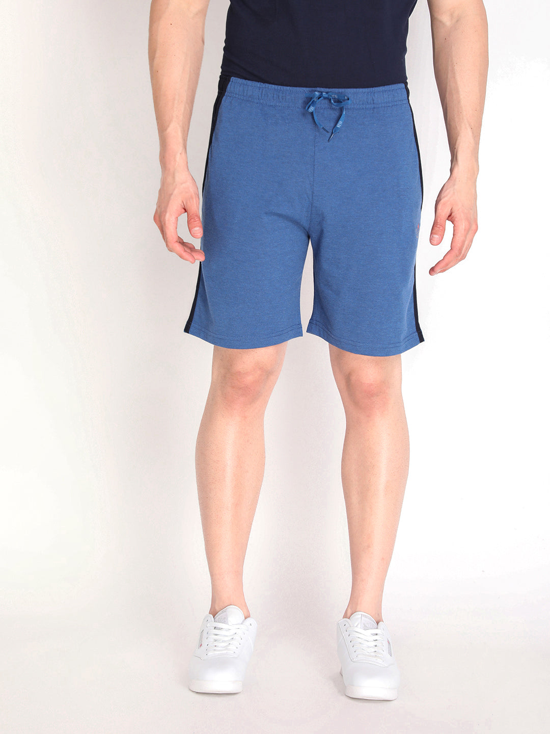 Neva Men's Solid Print Bermuda with side Pocket- Denim Milange