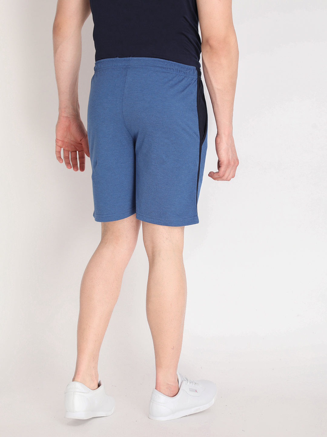 Neva Men's Solid Print Bermuda with side Pocket- Denim Milange