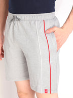 Neva Men's Contrast Front Piping Smart Look Bermuda- Milange Grey