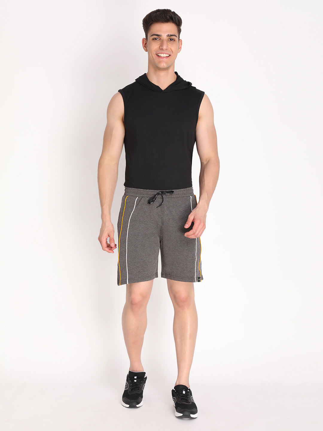 Neva Men Cotton Rich Contrast Front Pipping Bermuda- Anthra