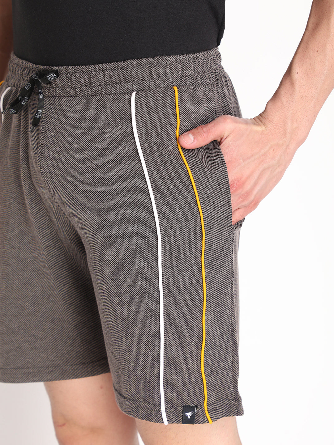 Neva Men Cotton Rich Contrast Front Pipping Bermuda- Anthra