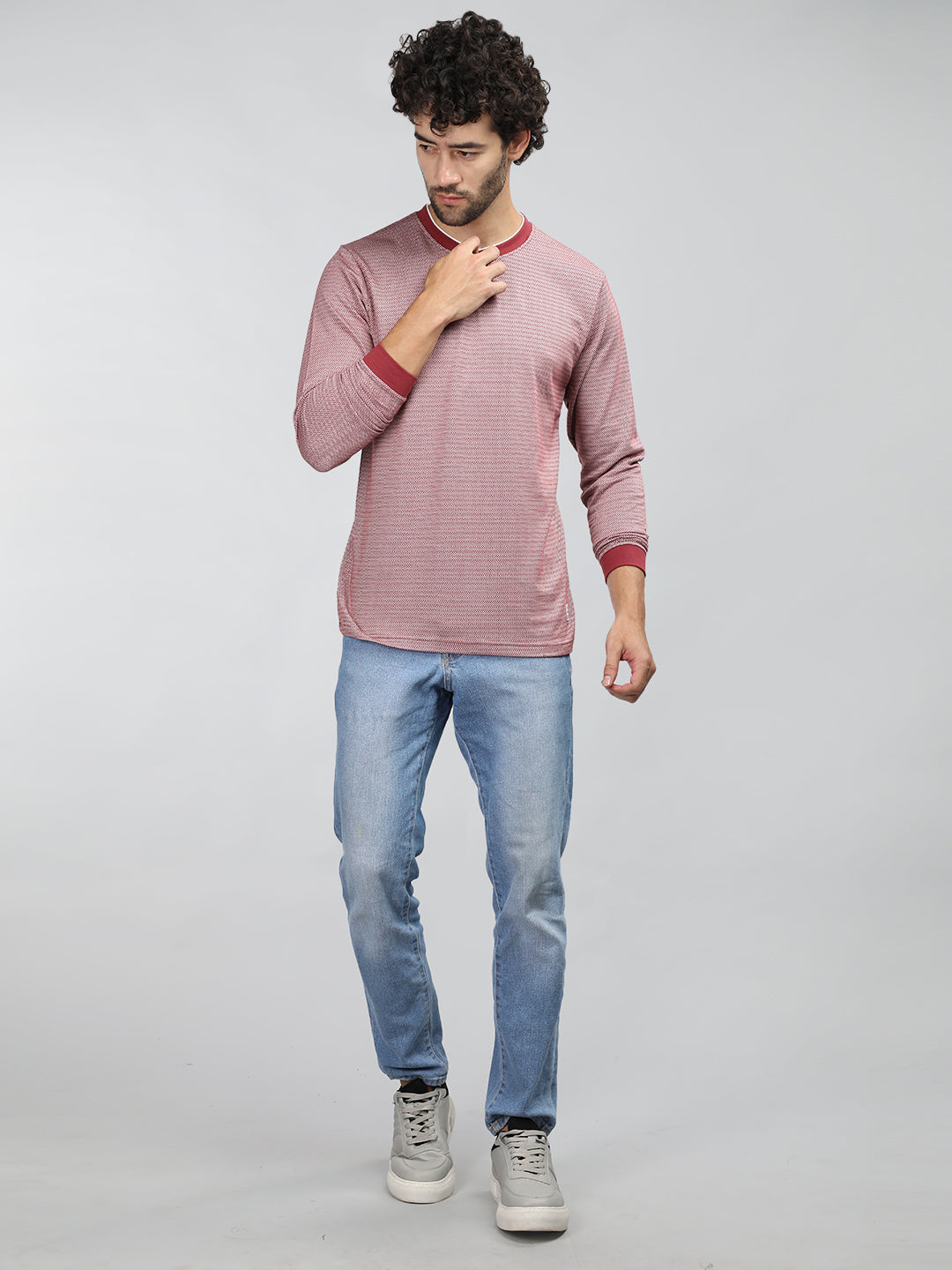Neva Men Crew Neck Full Sleeves T-shirt Wave pattern