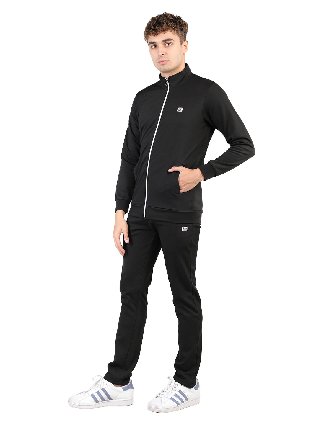 Livfree Gents Full Sleeve T-Neck Solid Regular Fit Tracksuit- Black