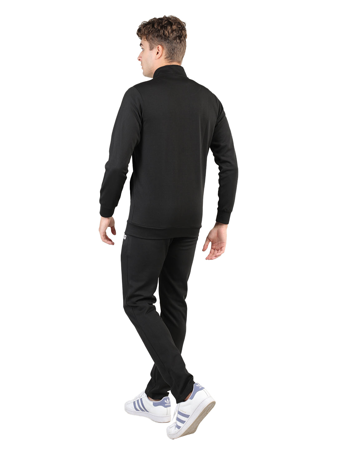 Livfree Gents Full Sleeve T-Neck Solid Regular Fit Tracksuit- Black