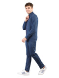 Livfree Gents Full Sleeve T-Neck Solid Regular Fit Tracksuit- Navy