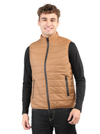 Livfree Gents Sleeveless T-Neck Solid Regular Fit Jacket- Brown