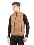 Livfree Gents Sleeveless T-Neck Solid Regular Fit Jacket- Brown