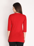 NEVA Women Round Neck Cotton Stylish T-Shirt- Red