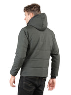Livfree Gents Solid Full Sleeve Detachable Hoody Regular Fit Jacket-Olive