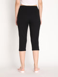 NEVA Women Cotton Capri Pants- Black