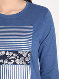 NEVA Women Round Neck Cotton Stylish T-Shirt- Denim Milange