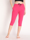 NEVA Women Cotton Capri Pants- Hot Pink